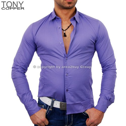 Tony Copper TC-001 Klassik Uni Hemd lila L