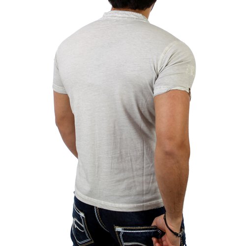 Reslad Herren Batik Style T-Shirt RS-4064 Grau L