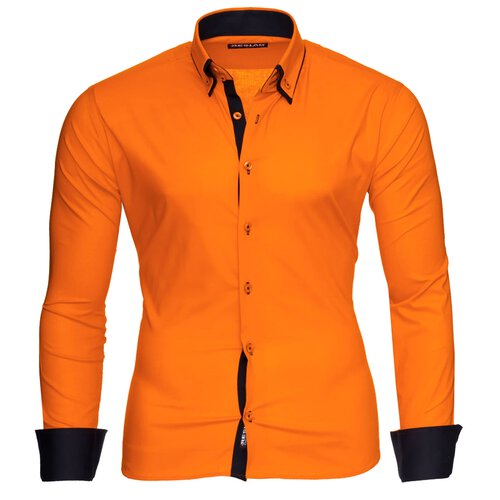 Reslad Herren Langarm Hemd Alabama RS-7050 Orange-Schwarz 2XL