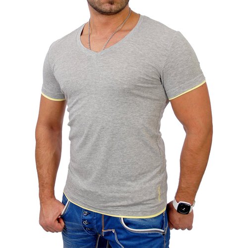 Reslad Herren T-Shirt Miami RS-5050 Grau-Gelb M