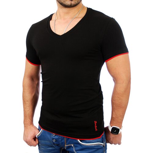 Reslad Herren T-Shirt Miami RS-5050 Schwarz-Rot XL