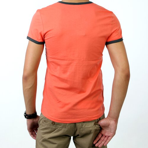98-86 Herren Y-Neck Kontrast T-Shirt 20030 Orange L