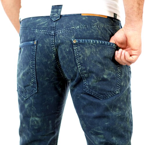 Tazzio Herren Knit Style Jeans Hose TZ-5116 Petrolblau W33/L32