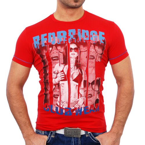 Redbridge Herren Party Clubwear Print T-Shirt RB-1464 Rot M