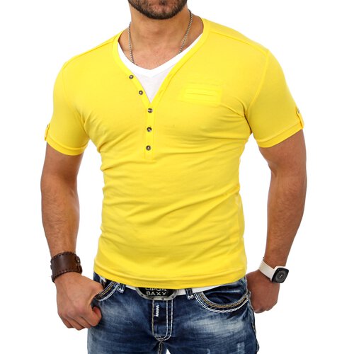 Redbridge Herren V-Neck 2in1 Layer Style T-Shirt RB-1554 Gelb S