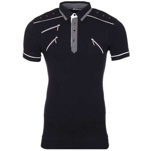 Reslad Herren Zipper Style T-Shirt Poloshirt RS-5028 Schwarz L