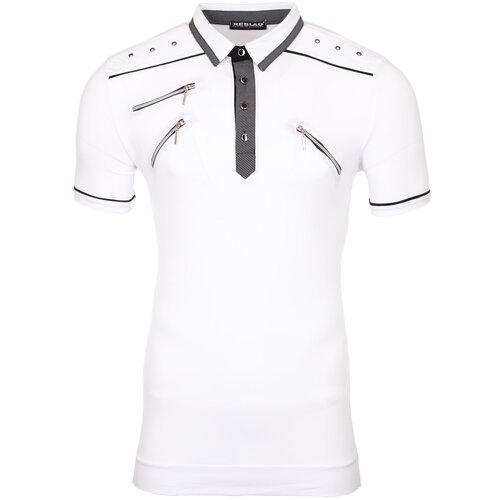 Reslad Herren Zipper Style T-Shirt Poloshirt RS-5028 Wei M
