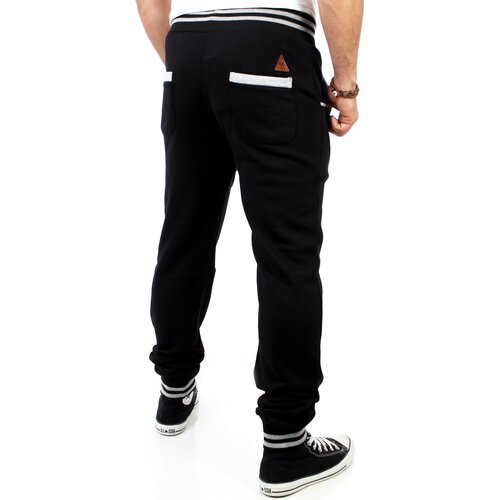 Reslad Herren Buttoned Style Sweatpants Jogginghose RS-5150 Schwarz-Grau M