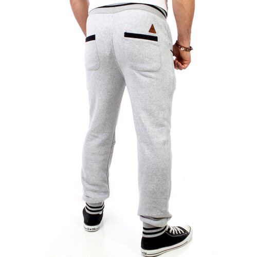 Reslad Herren Buttoned Style Sweatpants Jogginghose RS-5150 Grau-Schwarz M