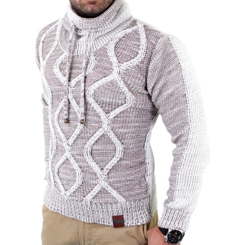 Tazzio Herren Grobstrick Huge Collar Winter Pullover TZ-3992
