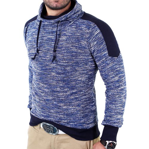 Reslad Herren Huge Collar Sweatshirt Pullover RS-105 Blau M