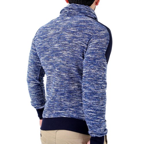 Reslad Herren Huge Collar Sweatshirt Pullover RS-105 Blau L