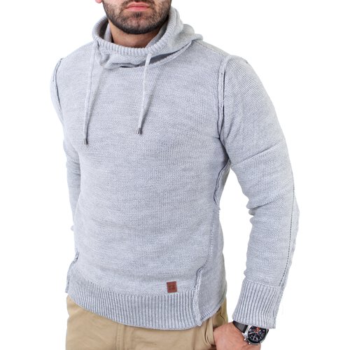 Reslad Herren Vintage Huge Collar Sweatshirt Pullover RS-3212 Grau L