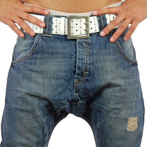 VSCT Herren Low Crotch Vintage Stonewashed Jeans Hose V-0198 Blau