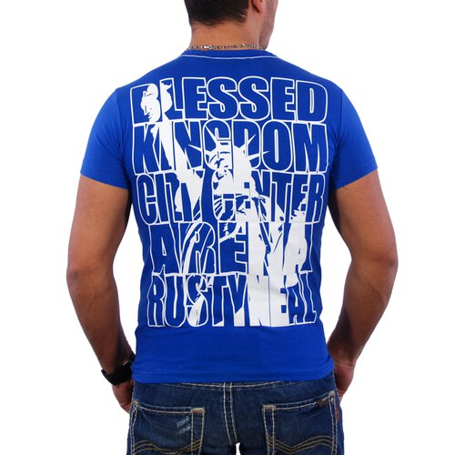 Rusty Neal T-Shirt Herren NYC BLING Print RN-3383 Blau XL