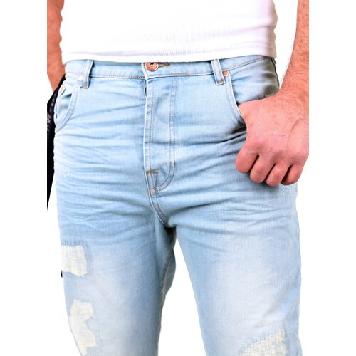 VSCT Herren Jeans Noah Cuffed Vintage Bleached Used Look V-5641223 Blau W33/L32