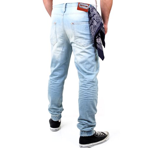 VSCT Herren Jeans Noah Cuffed Vintage Bleached Used Look V-5641223 Blau W33/L34