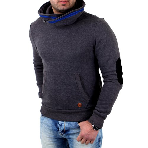 Reslad Sweatshirt Herren Zipper Kragen Pullover RS-03 Schwarz 2XL