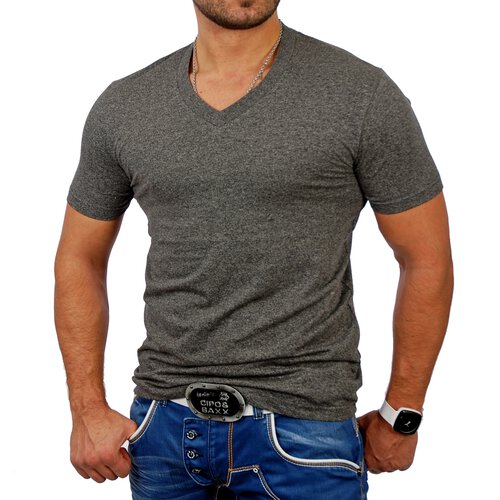 Urban Classics T-Shirt Herren Authentic Melange Style V-Neck Shirt TB-368