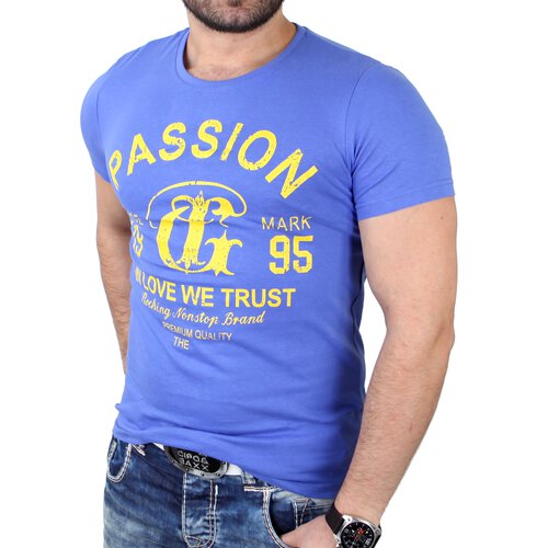 Reslad T-Shirt Herren Basic Passion Print Shirt RS-7373 Lila XL