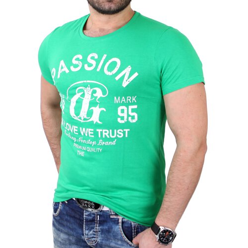 Reslad T-Shirt Herren Basic Passion Print Shirt RS-7373 Grn L