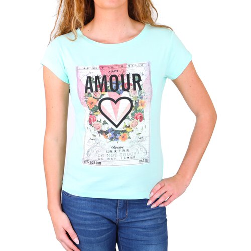 Madonna T-Shirt Damen NEREA Amour Herz Front Print Shirt MF-406979 Mint  S