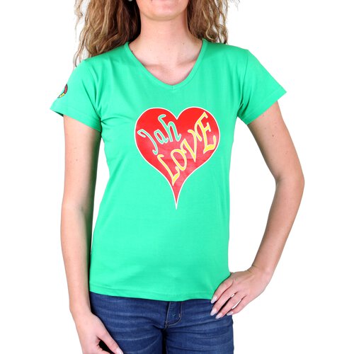 Headshot T-Shirt Damen Jah Love V-Neck Print Shirt HS-003 Grn