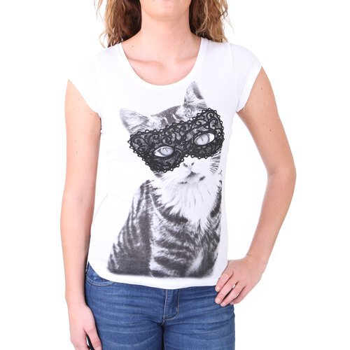 Madonna T-Shirt Damen FIEN Sweet Kitty Rckenteil aus Spitze MF-406989 Wei S