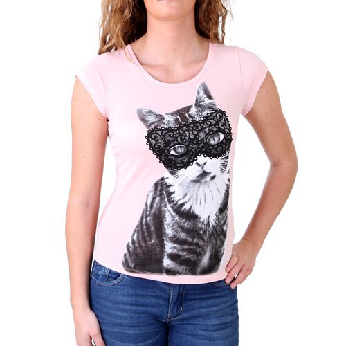 Madonna T-Shirt Damen FIEN Sweet Kitty Rckenteil aus Spitze MF-406989 Rosa M