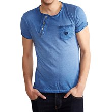 Tazzio T-Shirt Herren Buttoned Vintage Style Washed...