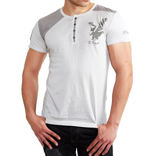 Tazzio T-Shirt Herren Kontrast Vintage Look Rundhals Shirt TZ-15117 Grau M
