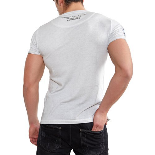 Tazzio T-Shirt Herren Kontrast Vintage Look Rundhals Shirt TZ-15117 Grau M