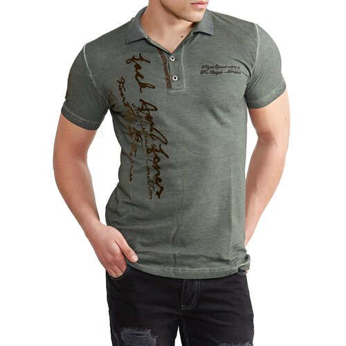 Tazzio T-Shirt Herren Club Polokragen Printed Shirt TZ-15140 Khaki S