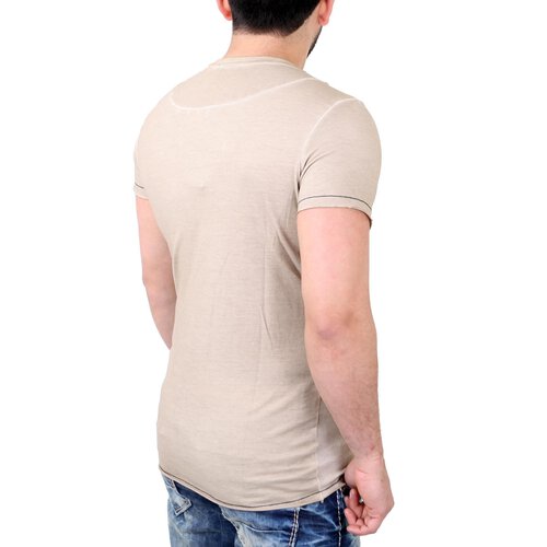 Tazzio T-Shirt Herren Oversized Asymmetrisches Design Shirt TZ-15149 Stone S