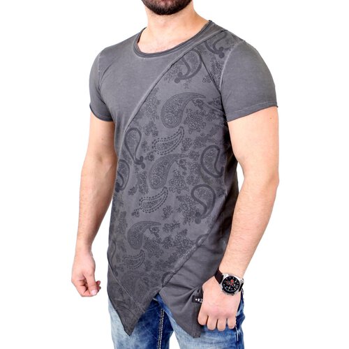 Tazzio T-Shirt Herren Cross-Cut Oversized Bandana Pattern Shirt TZ-15134 Anthrazit M