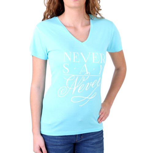 Madonna T-Shirt Damen ODA V-Ausschnitt Never Say Never Print Shirt MF-406906 