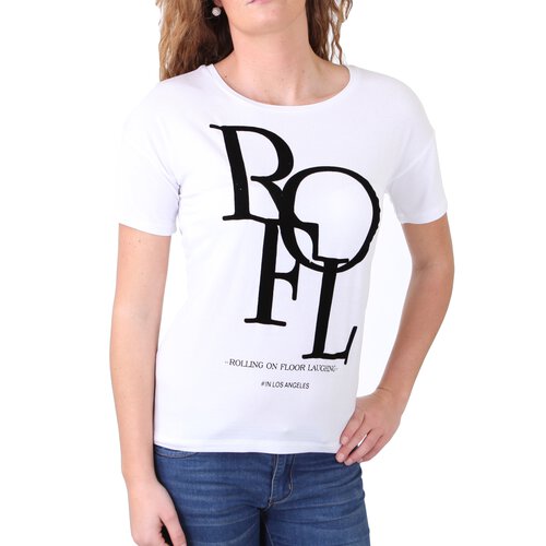 Madonna T-Shirt Damen MALIN Oversized Shirt mit ROFL Aufdruck MF-406987 Wei S
