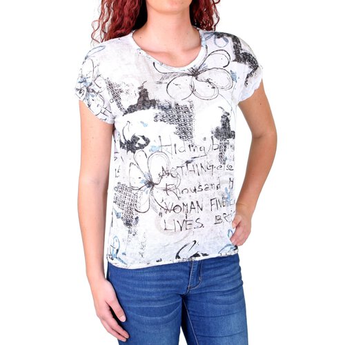 Madonna T-Shirt Damen JOSEPHINE Allover Flower Print Shirt MF-741543 Wei L
