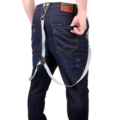 VSCT Jeans Herren Brad Slim Fit Rinsed mit Hosentrger V-5641529 Dunkelblau W31 / L32