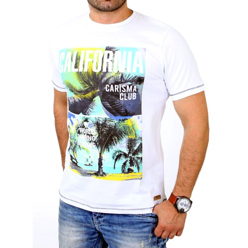 Carisma T-Shirt Herren Regular Fit CALIFORNIA mit Motivdruck CRSM-4208 Wei L