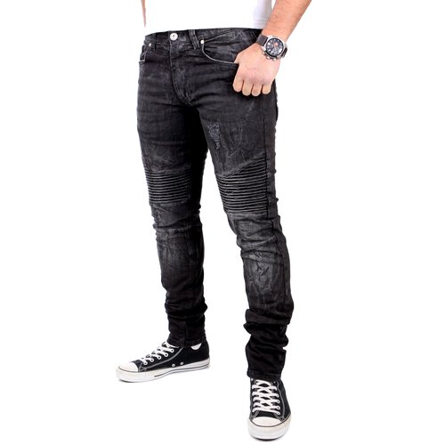 VSCT Jeans Herren Mad Max Black Vintage Biker Look Hose V-5641575 Schwarz W32 / L32