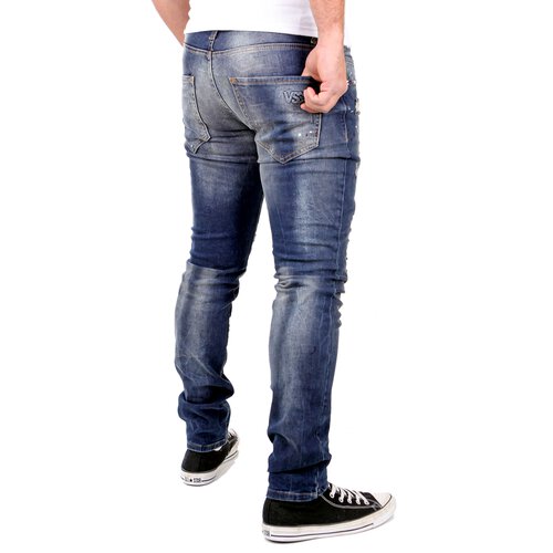 VSCT Jeans Herren Club Wear Alec Slim Fit Destroyed Denim Hose V-5641555 Blau W33 / L32