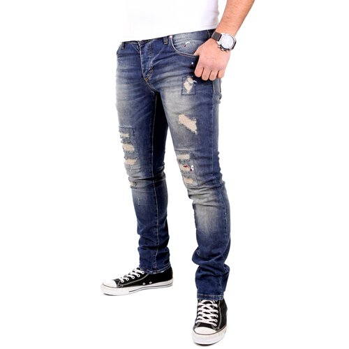 VSCT Jeans Herren Club Wear Alec Slim Fit Destroyed Denim Hose V-5641555 Blau W34 / L32
