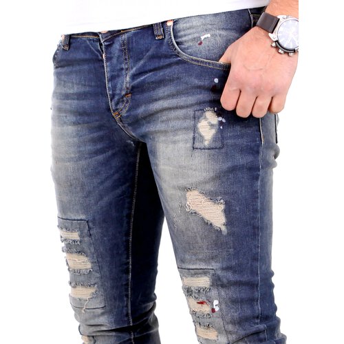 VSCT Jeans Herren Club Wear Alec Slim Fit Destroyed Denim Hose V-5641555 Blau W30 / L34