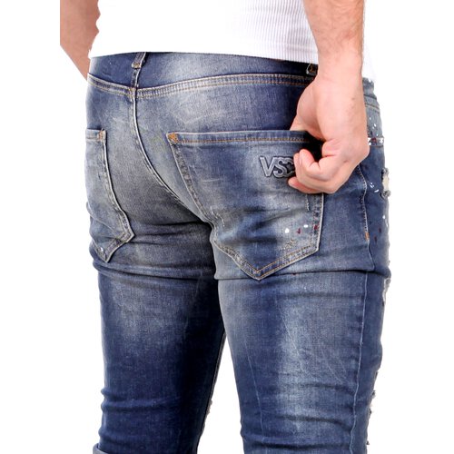 VSCT Jeans Herren Club Wear Alec Slim Fit Destroyed Denim Hose V-5641555 Blau W32 / L34