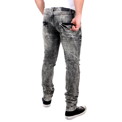 VSCT Jeans Herren Alec Slim Black Bleached Destroyed Hose V-5641554 Schwarz