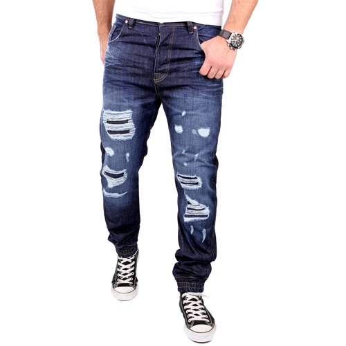 VSCT Herren Jeans Noah Cuffed Watersave Destroyed Jeanshose V-5641569 Blau W36 / L34