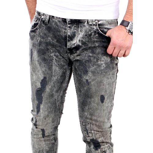 VSCT Jeans Herren Alec Slim Black Beached Destroyed Hose V-5641554 Schwarz W34 / L34
