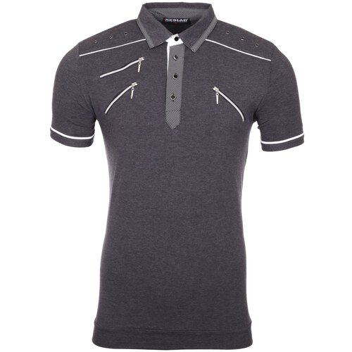 Reslad Herren Zipper Style T-Shirt Poloshirt RS-5028 Anthrazit S