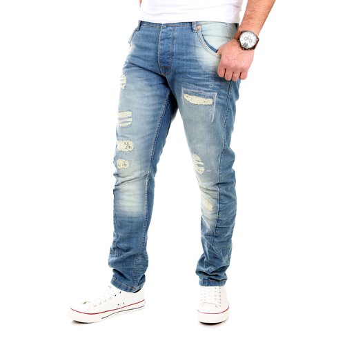 VSCT Jeans Herren Hank Twisted Sunfaded Destroyed Jeanhose V-5641586 Blau W32 / L34